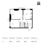Планировка 2-комнатной квартиры, 52,7 м2