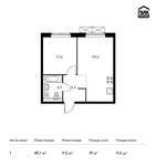 Планировка 1-комнатной квартиры, 40,1 м2