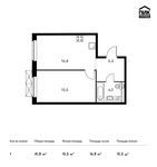 Планировка 1-комнатной квартиры, 41,8 м2