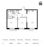Планировка 2-комнатной квартиры, 60,8 м2