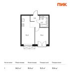 Планировка 1-комнатной квартиры, 34,5 м2