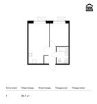 Планировка 1-комнатной квартиры, 35,7 м2