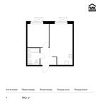 Планировка 1-комнатной квартиры, 39,2 м2