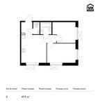 Планировка 2-комнатной квартиры, 47,5 м2