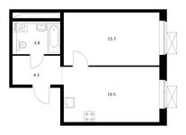 Планировка 1-комнатной квартиры, 40,3 м2