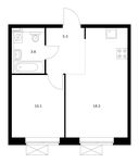 Планировка 1-комнатной квартиры, 37,4 м2