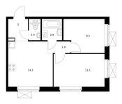 Планировка 2-комнатной квартиры, 45 м2