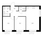 Планировка 2-комнатной квартиры, 54 м2