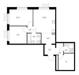 Планировка 2-комнатной квартиры, 64,4 м2