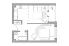 Планировка 2-комнатной квартиры, 40 м2
