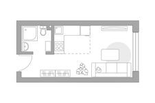 Планировка квартиры студии, 23,8 м2