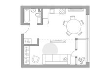Планировка квартиры студии, 35,8 м2