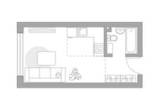 Планировка квартиры студии, 24 м2