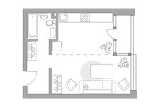 Планировка квартиры студии, 37 м2