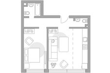 Планировка 2-комнатной квартиры, 47 м2