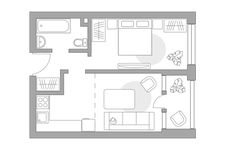 Планировка 2-комнатной квартиры, 37 м2