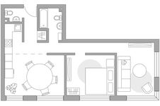 Планировка 3-комнатной квартиры, 61,4 м2