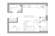 Планировка квартиры студии, 36 м2