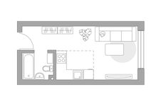 Планировка квартиры студии, 22 м2