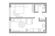 Планировка 2-комнатной квартиры, 41,4 м2