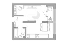 Планировка 1-комнатной квартиры, 35,4 м2