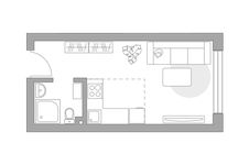 Планировка квартиры студии, 23,8 м2