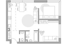 Планировка 3-комнатной квартиры, 60,2 м2