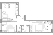 Планировка 3-комнатной квартиры, 63,4 м2
