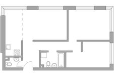 Планировка 3-комнатной квартиры, 62,1 м2