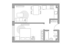 Планировка 2-комнатной квартиры, 41,3 м2