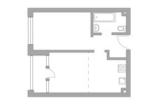 Планировка 2-комнатной квартиры, 37,4 м2