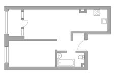 Планировка 1-комнатной квартиры, 41,6 м2