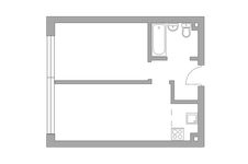 Планировка 2-комнатной квартиры, 38 м2