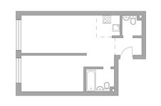Планировка 2-комнатной квартиры, 44,5 м2