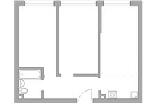 Планировка 3-комнатной квартиры, 53,7 м2