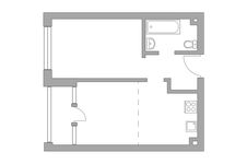 Планировка 2-комнатной квартиры, 37,4 м2