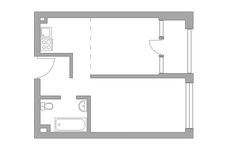 Планировка 2-комнатной квартиры, 38 м2