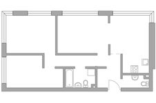 Планировка 3-комнатной квартиры, 75,6 м2