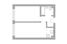 Планировка 2-комнатной квартиры, 38,3 м2