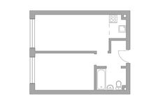 Планировка 2-комнатной квартиры, 38,3 м2