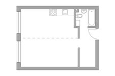 Планировка квартиры студии, 42,7 м2