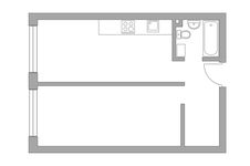 Планировка 1-комнатной квартиры, 42,7 м2