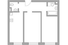 Планировка 2-комнатной квартиры, 57 м2