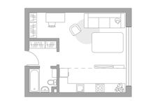 Планировка квартиры студии, 35 м2