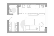 Планировка квартиры студии, 35,3 м2