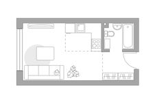 Планировка квартиры студии, 26,9 м2