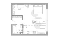 Планировка квартиры студии, 35 м2