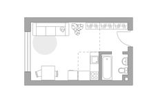 Планировка квартиры студии, 28,7 м2