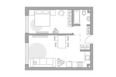 Планировка 1-комнатной квартиры, 43,7 м2