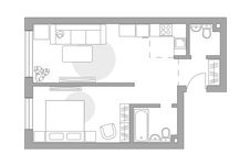 Планировка 2-комнатной квартиры, 44,1 м2